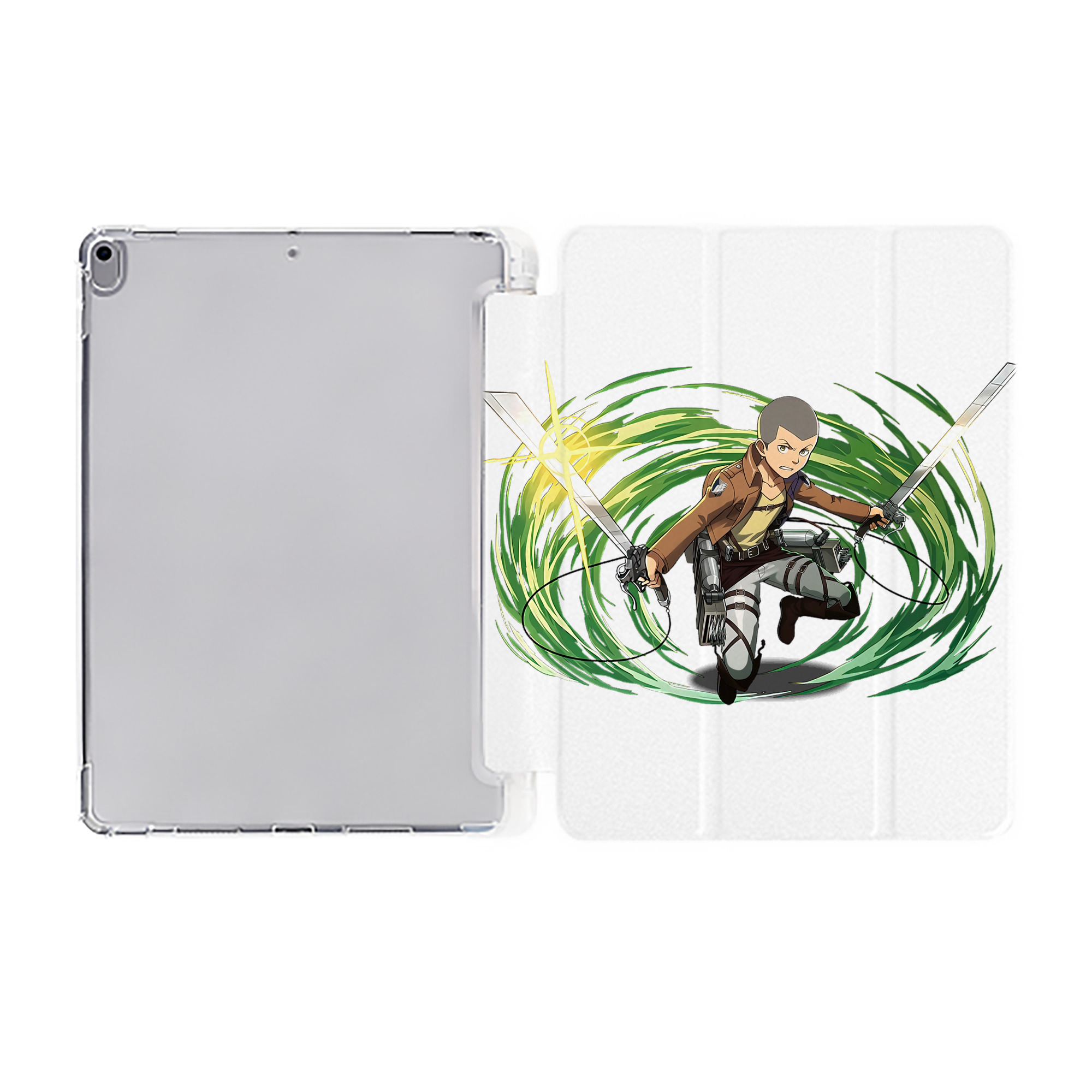 （画像用） 進撃の巨人 コニー·スプリンガー Attack on Titan Connie Springer IPad ケース ペン収納付き 三つ折りスタンド PUレザー×シリコン 対応機種9.5/10.5/10.9インチ